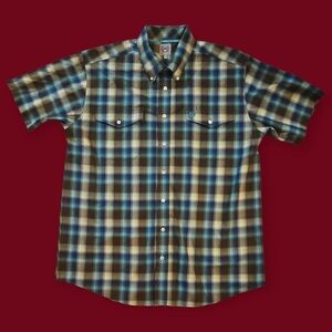 CINCH Plaid Short Sleeve Cotton Oversized Workwear Shirt